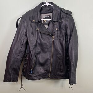 XElement Leather Motorcycle Jacket Mens Small Black Armored Concealed Carry Line